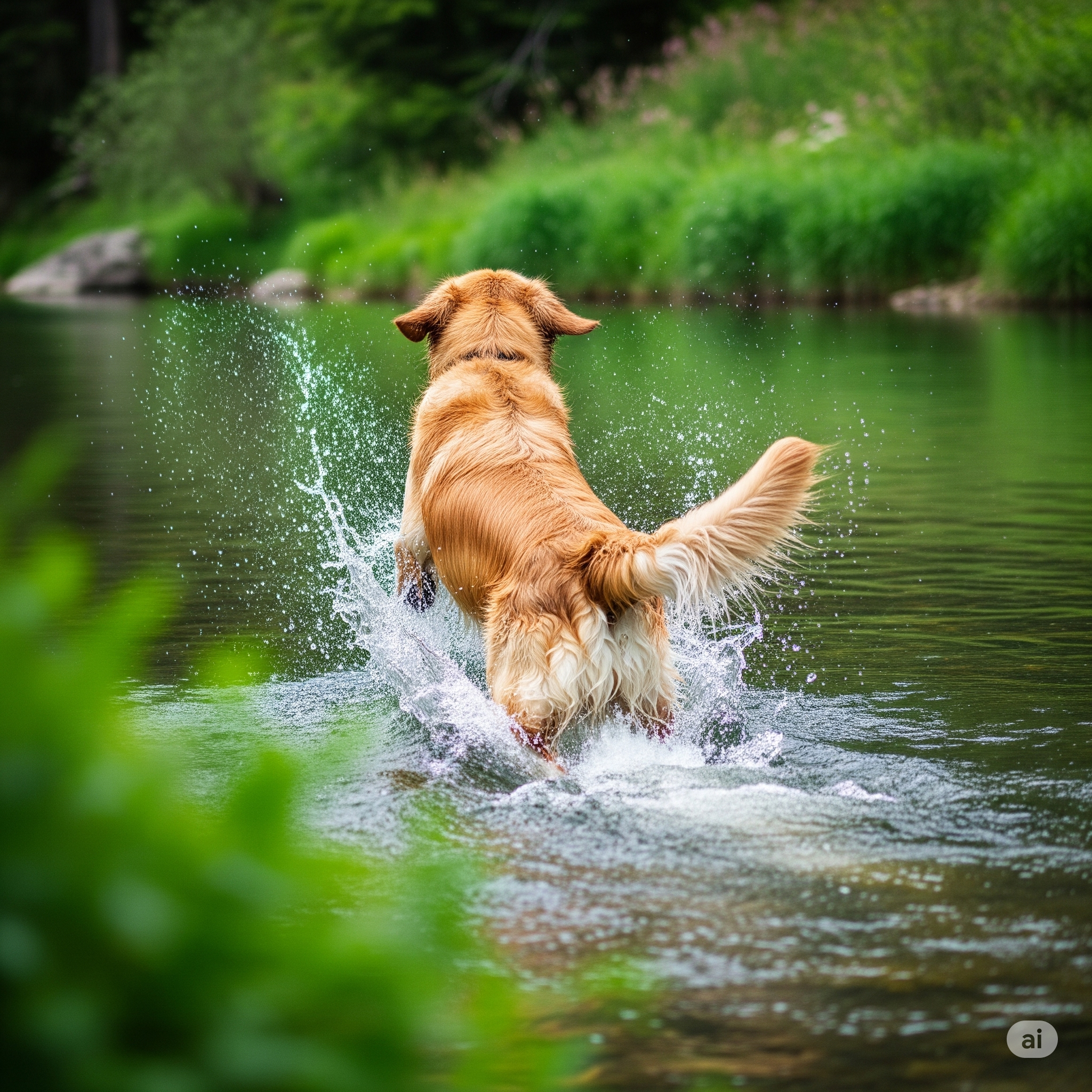 Image d'un chien près d'une rivière